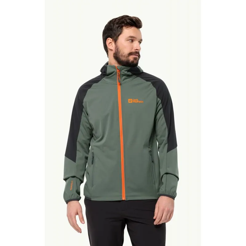 Giacca softshell JACK WOLSKINS FELDBERG HOODY da uomo (Hedge Green)