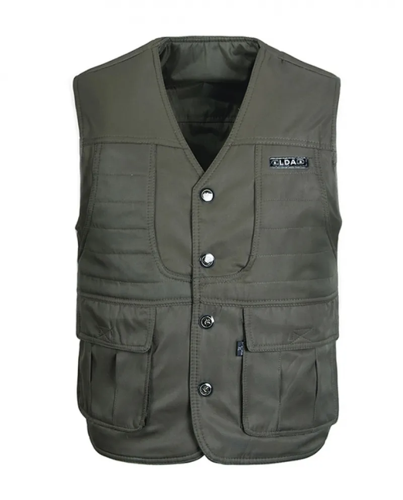 Gilet da uomo in cotone autunnale con molte tasche Giacca a vento invernale casual calda senza maniche per capispalla da uomo in
