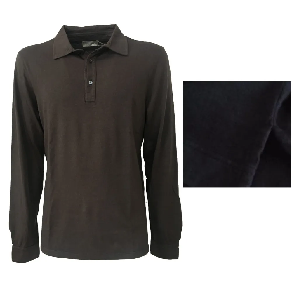 GIRELLI BRUNI polo uomo manica lunga 80% cotone 10% seta 10% cashmere