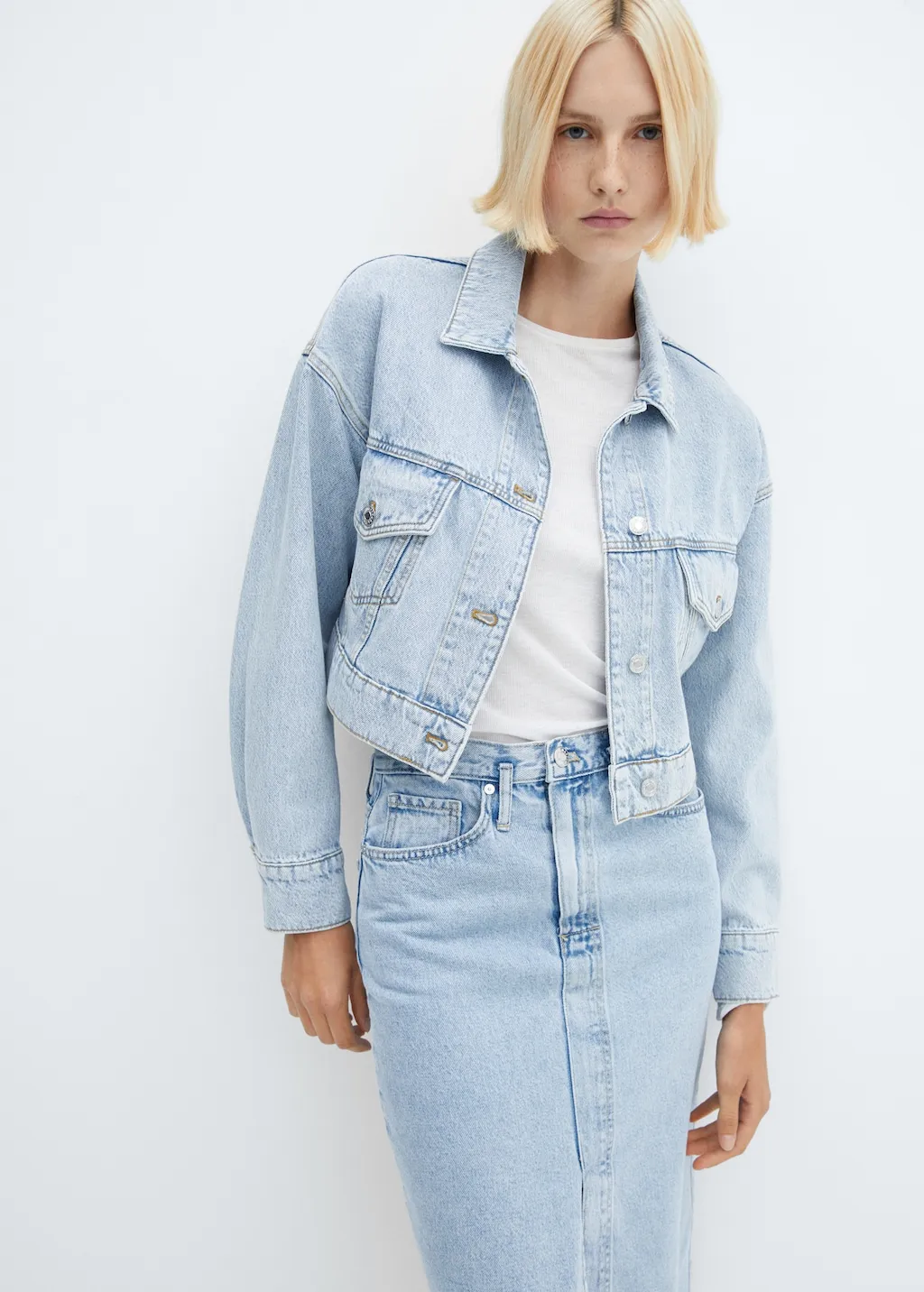 Giubbotto denim crop