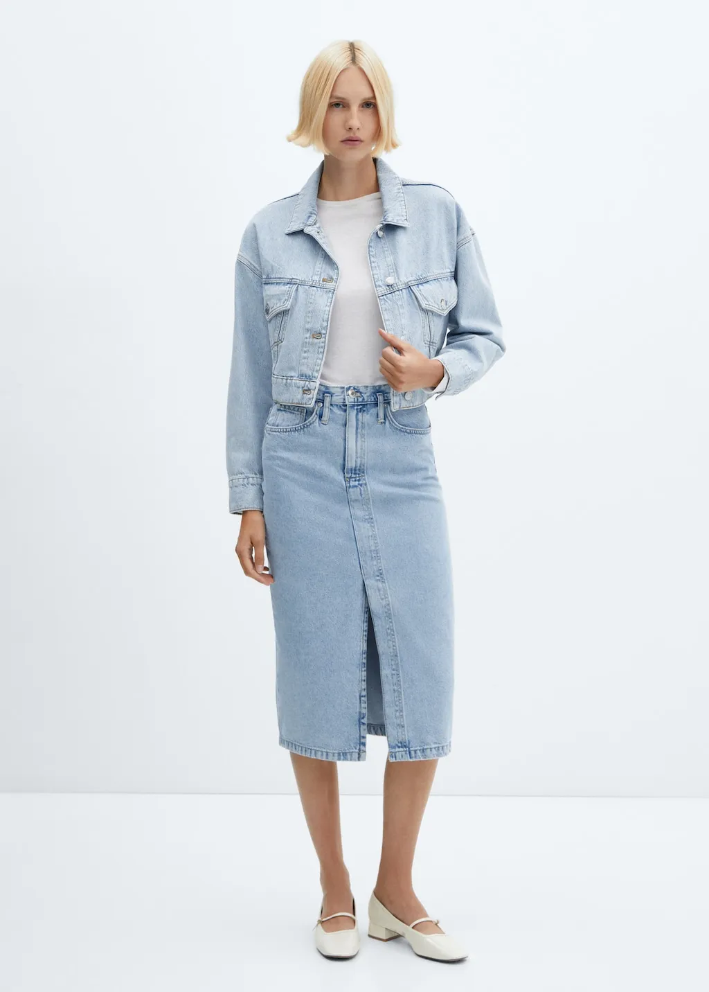 Giubbotto denim crop