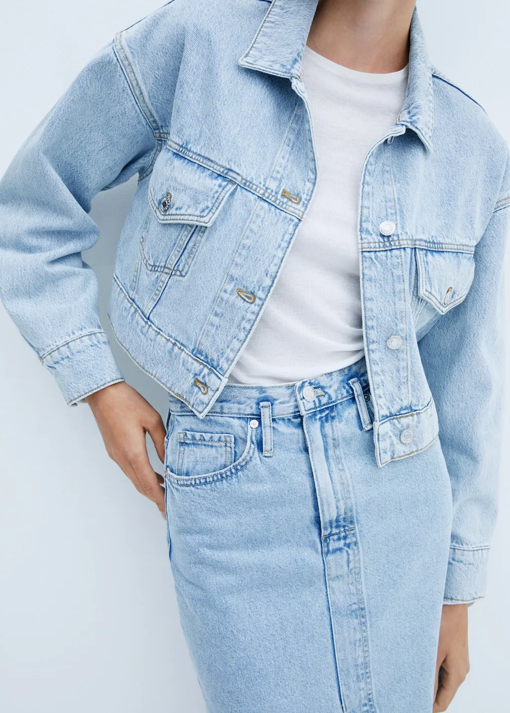 Giubbotto denim crop