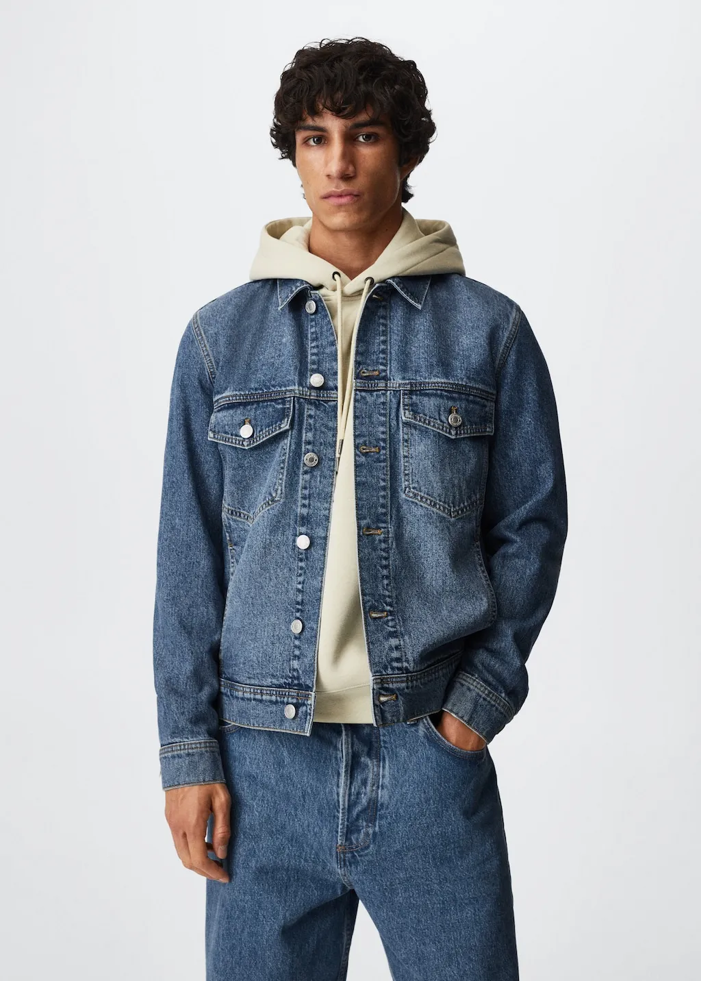 Giubbotto denim tasche