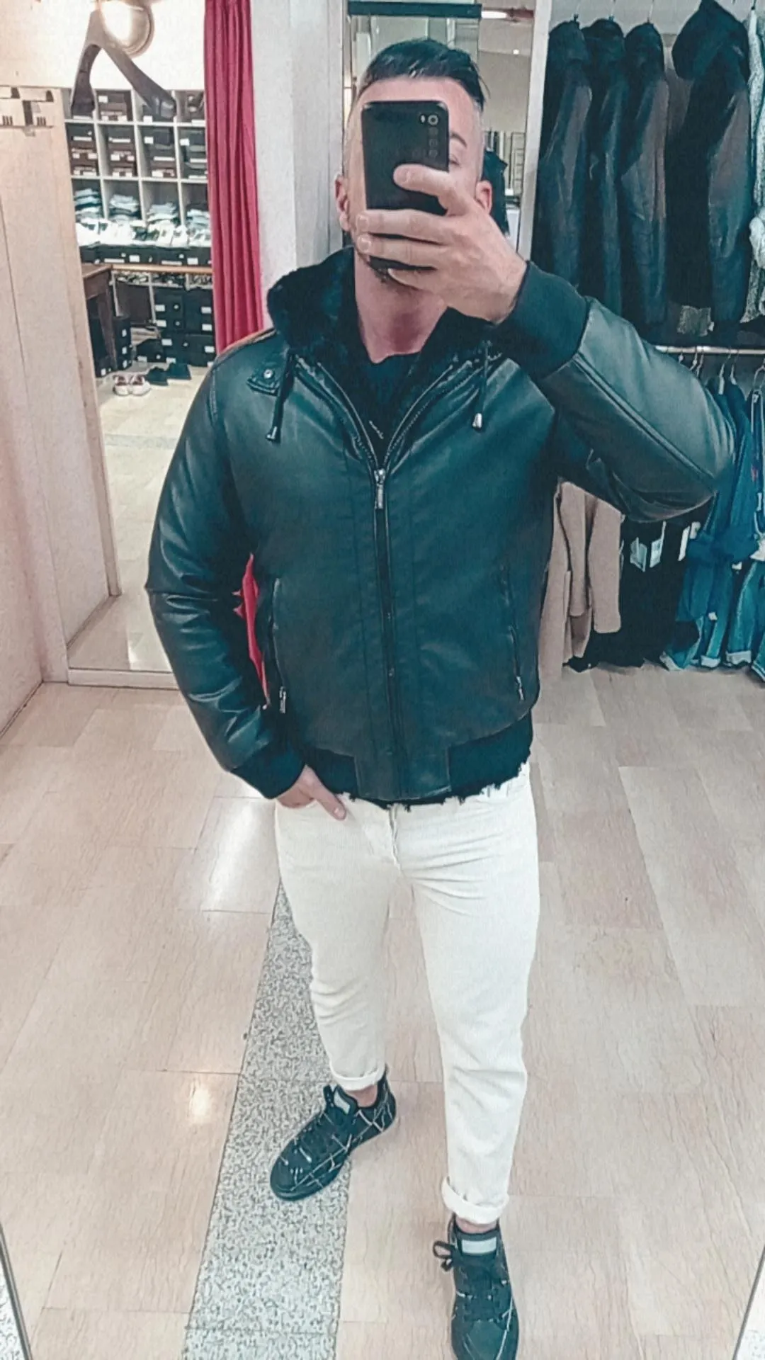 GIUBBOTTO OVER D INVERNALE REGULAR FIT IN SIMILPELLE CON FINTO GILET IN MONTONE ECOLOGICO REMOVIBILE ****