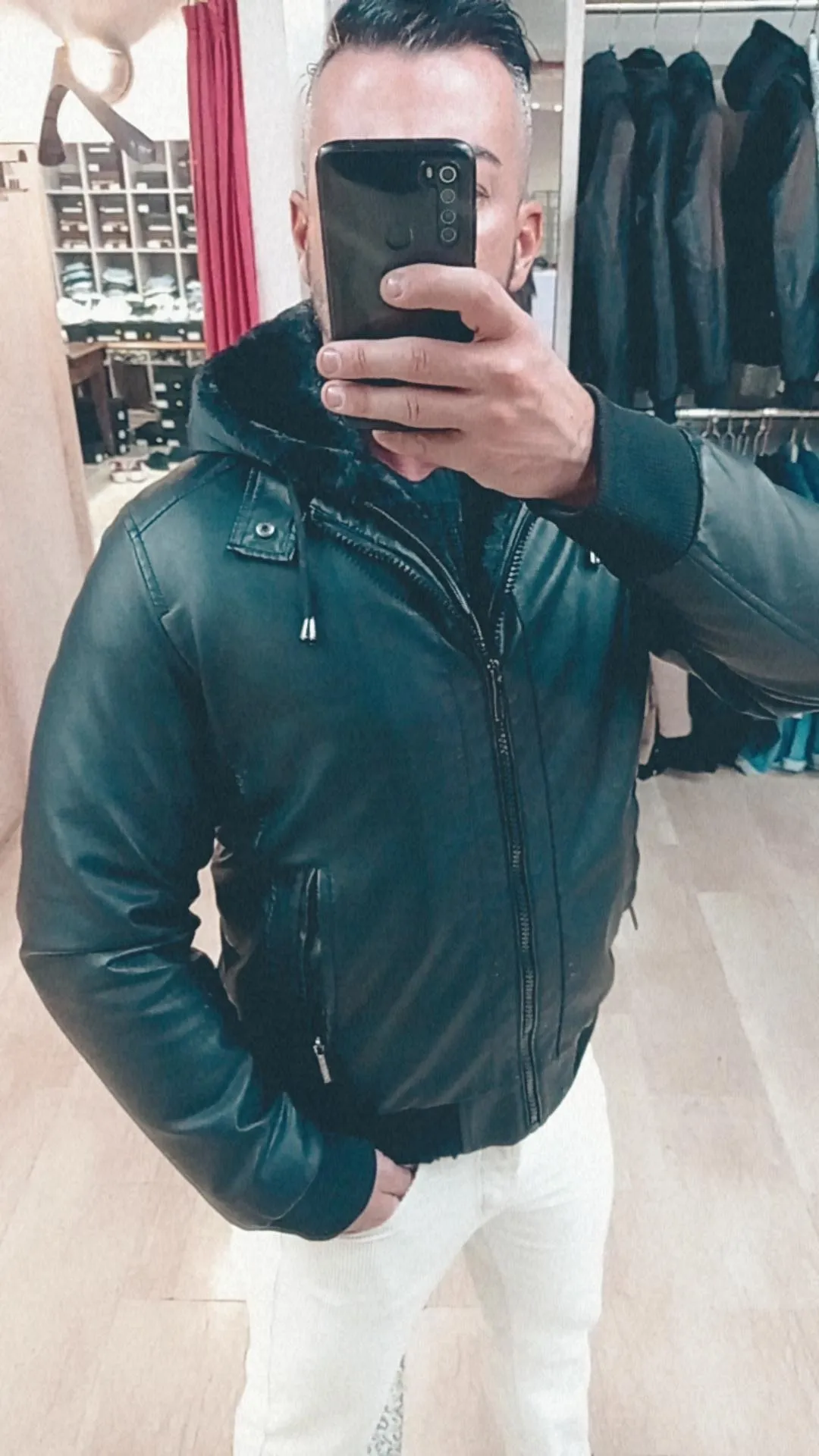 GIUBBOTTO OVER D INVERNALE REGULAR FIT IN SIMILPELLE CON FINTO GILET IN MONTONE ECOLOGICO REMOVIBILE ****