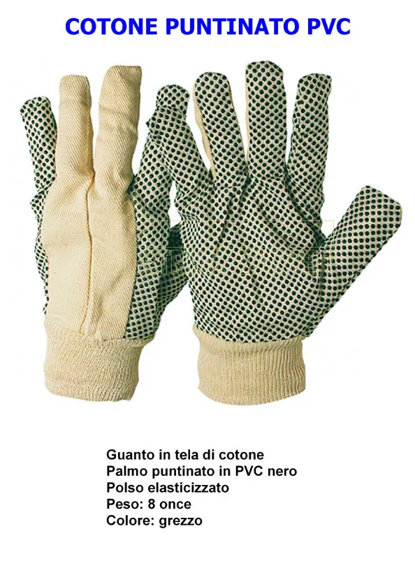GUANTI TELA COTONE PUNTINATO PVC tg.10
