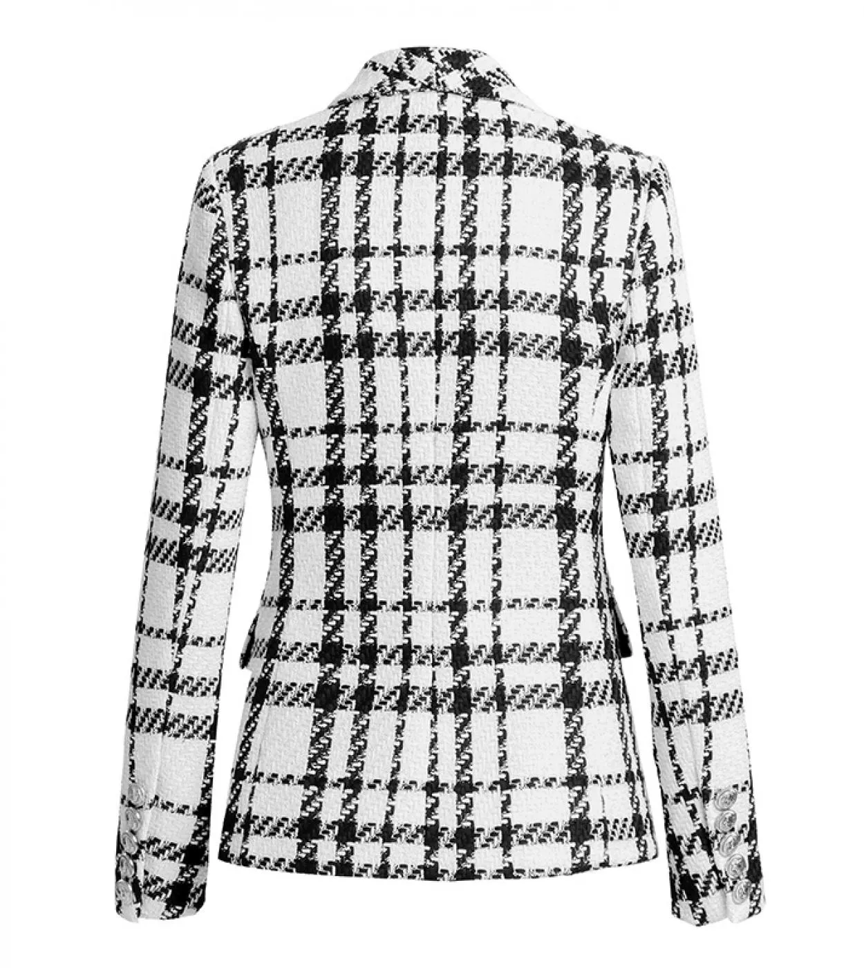 Harleyfashion Design di lusso Blazer scozzesi in tweed invernale spesso Qualità sottile Casual Classic All Match Giacche da donn