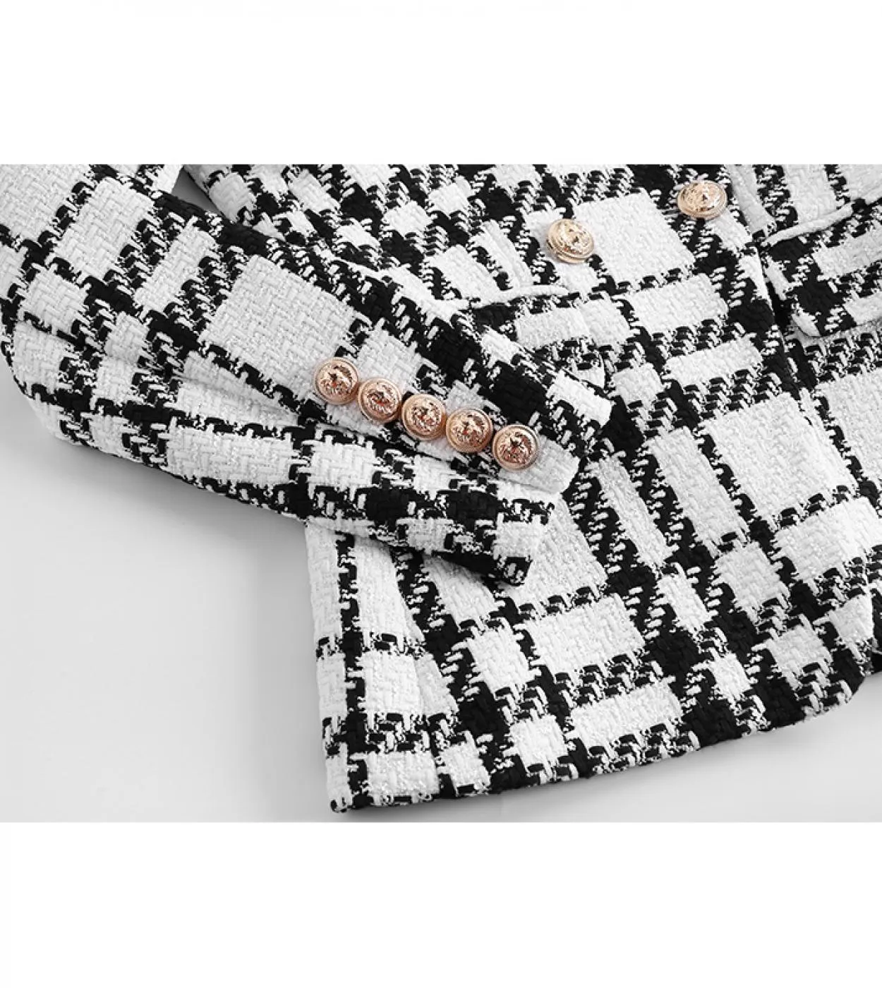 Harleyfashion Design di lusso Blazer scozzesi in tweed invernale spesso Qualità sottile Casual Classic All Match Giacche da donn