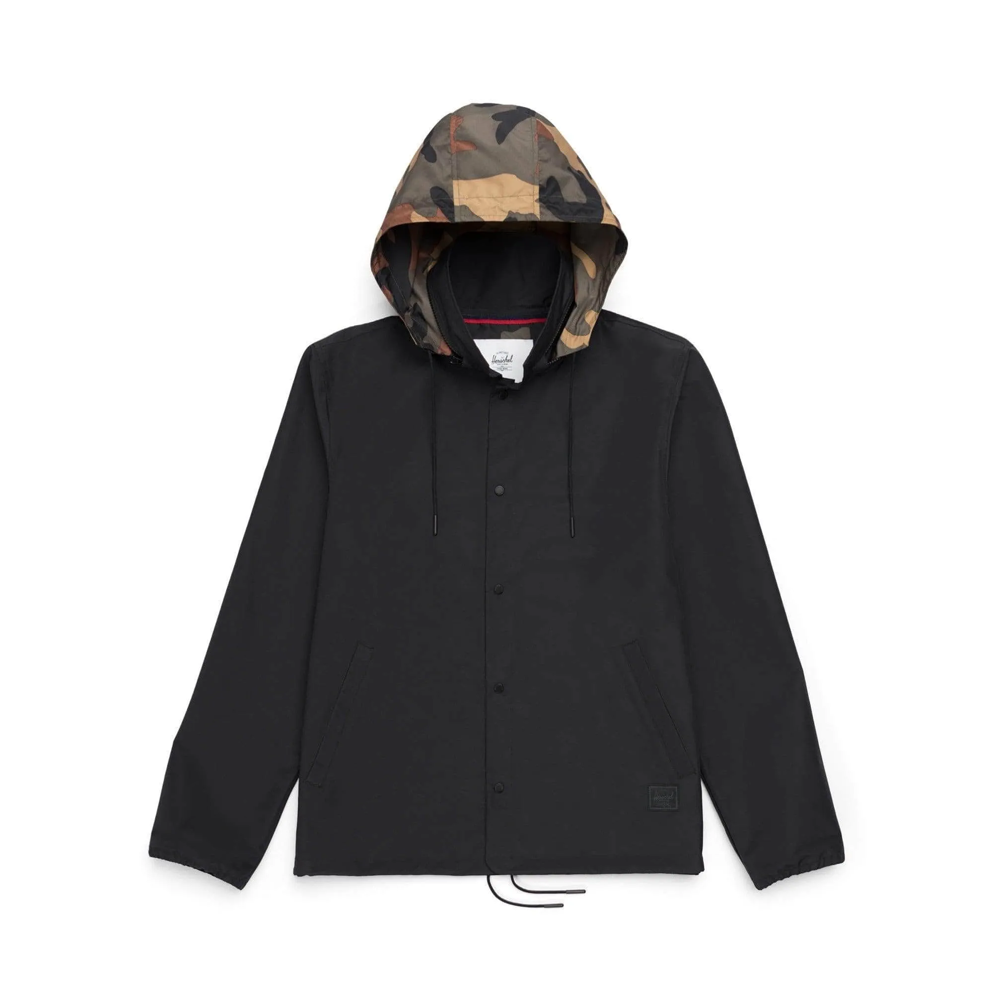 Hooded Coach Black Woodland Camo