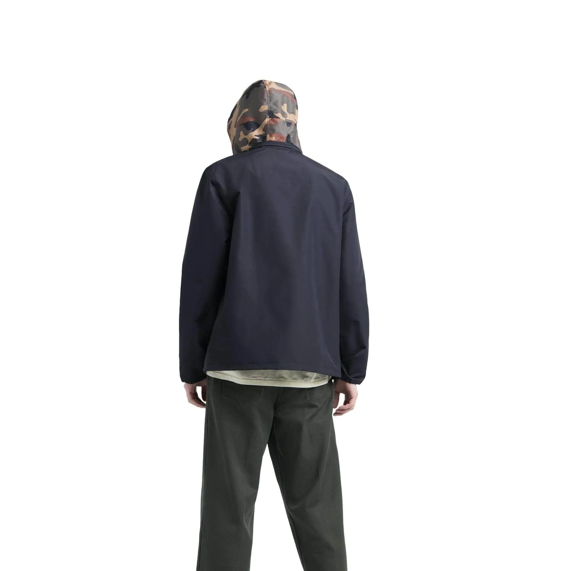 Hooded Coach Black Woodland Camo