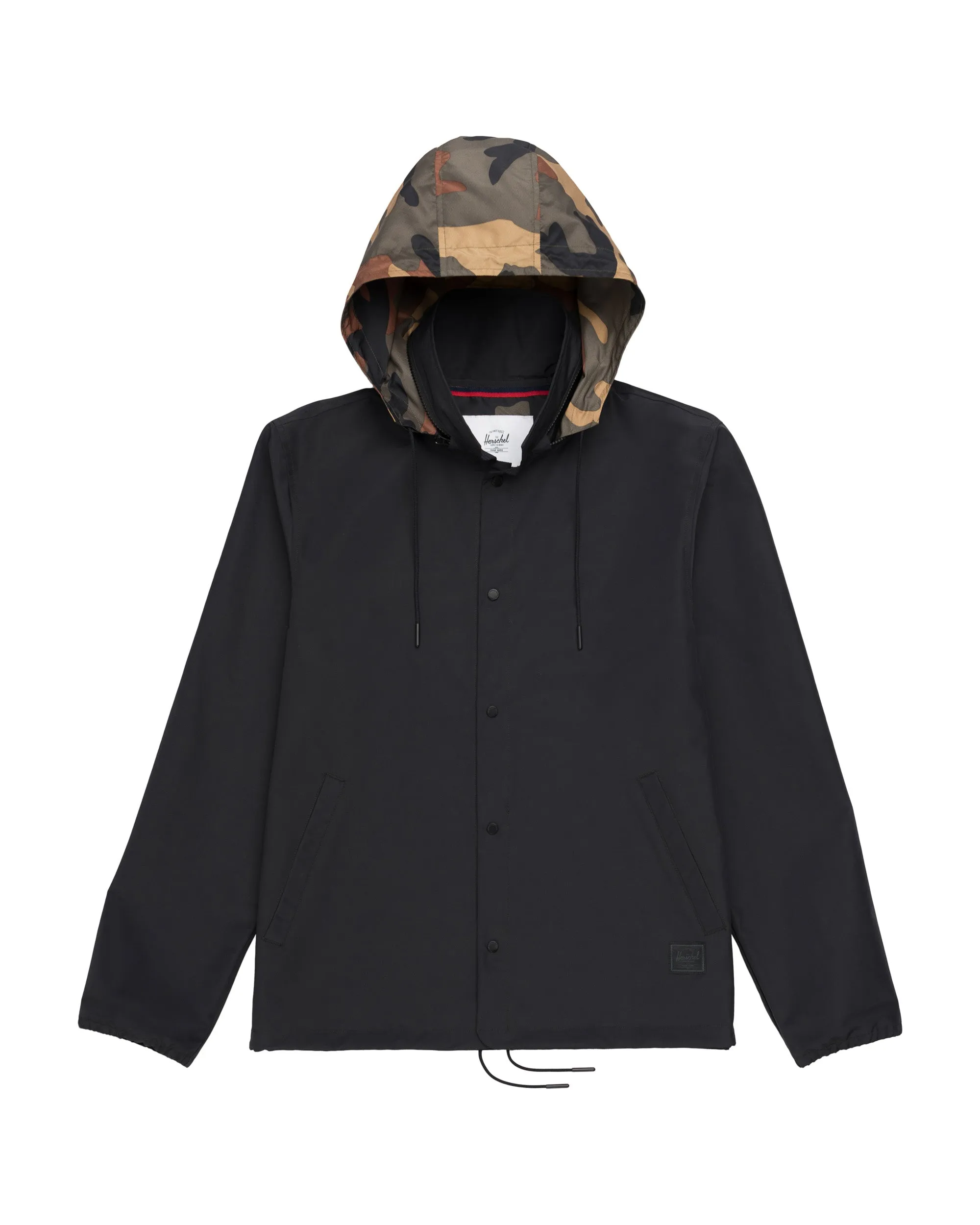 Hooded Coach Black Woodland Camo