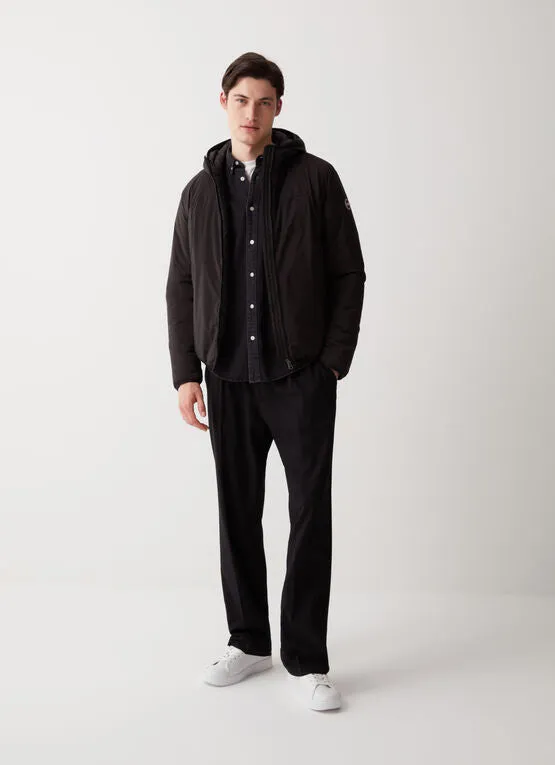 Hooded Jacket in Stretch Fabric / Black