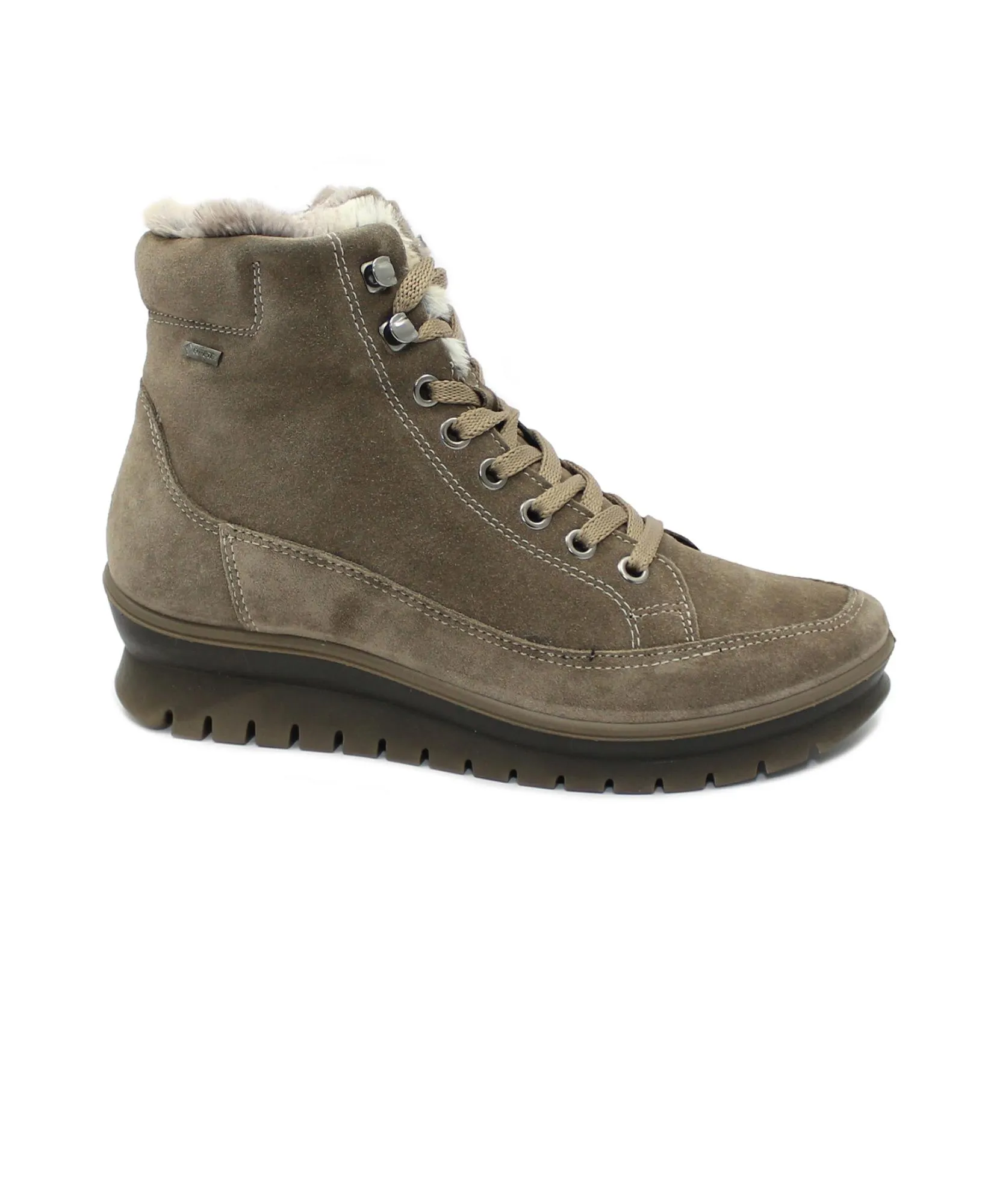 IGI&CO 6659022 fango beige donna scarpe scarponcino lacci gore-tex pelo