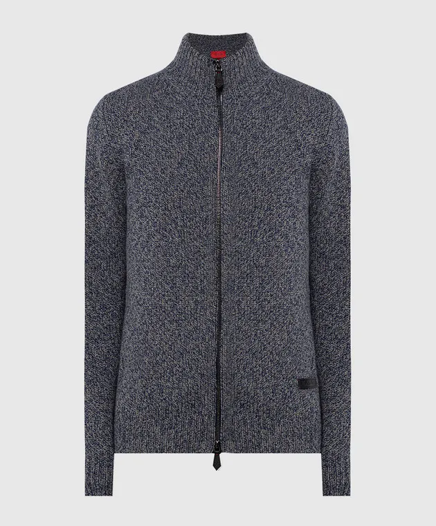 ISAIA Cardigan in cashmere blu melange MG8319Y0490