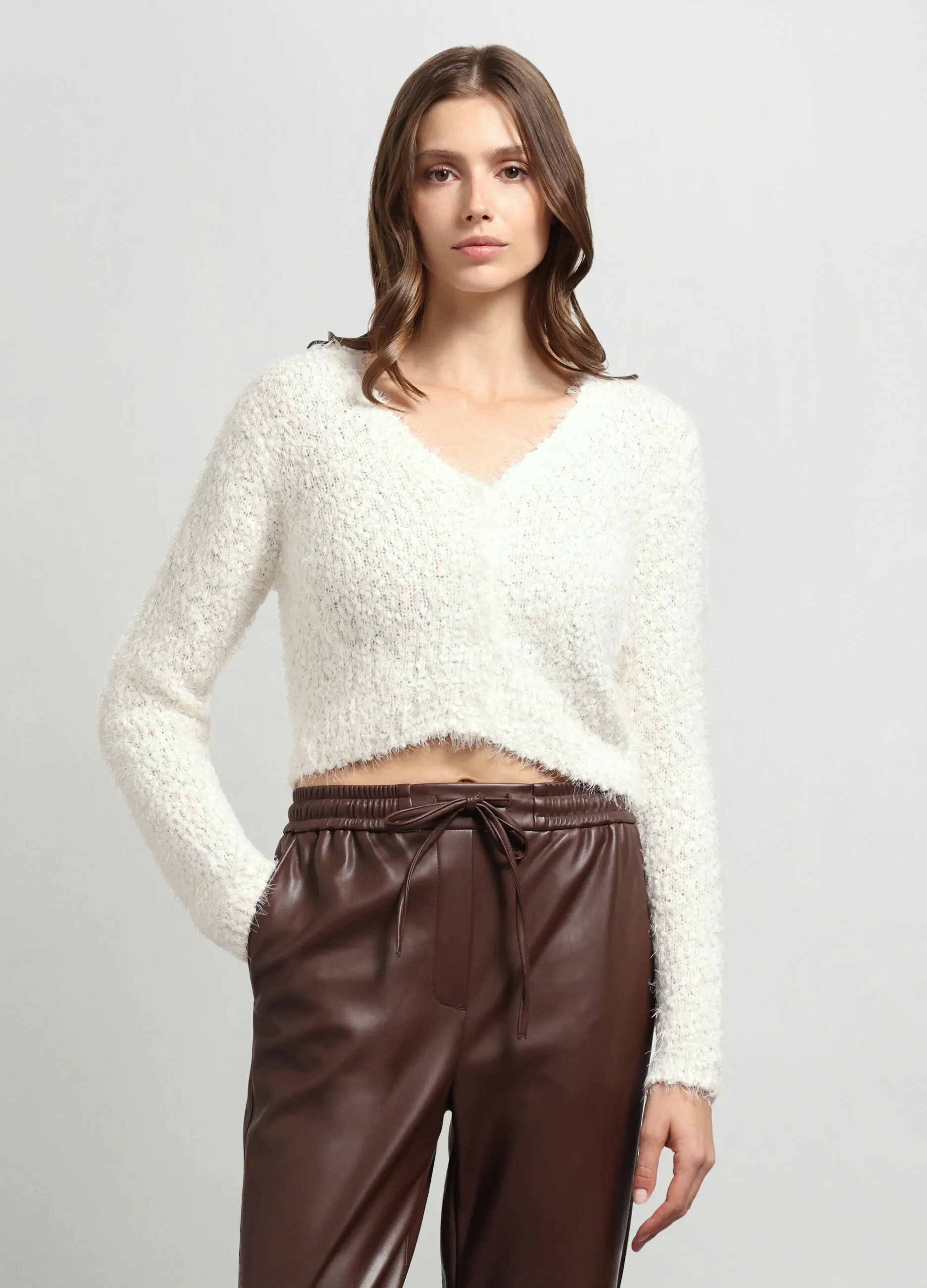 IWIE  Cardigan cropped tricot donna