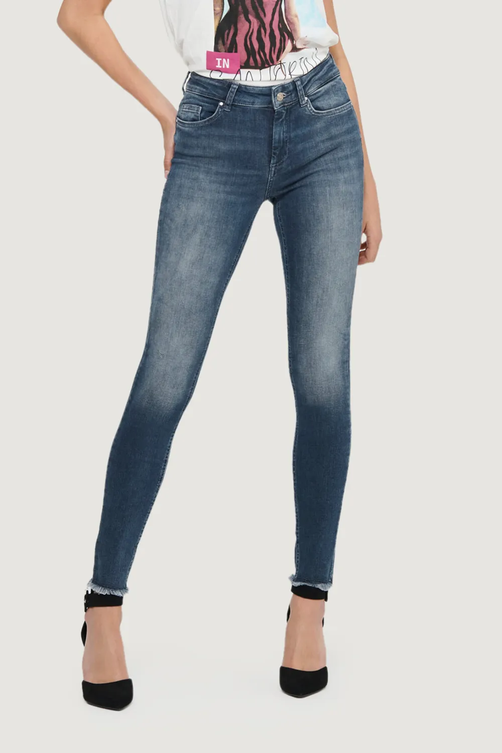 Jeans skinny Only ONLBLUSH MID SK ANK RW REA422 NOOS Dark Blue Denim