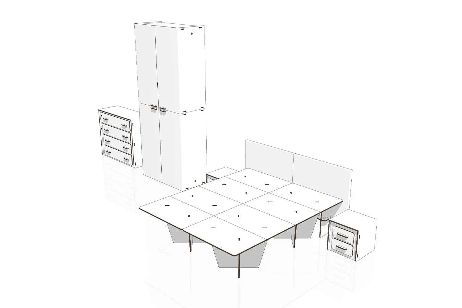 Kit Mobili in Cartone | Valorizzazione home staging zona notte