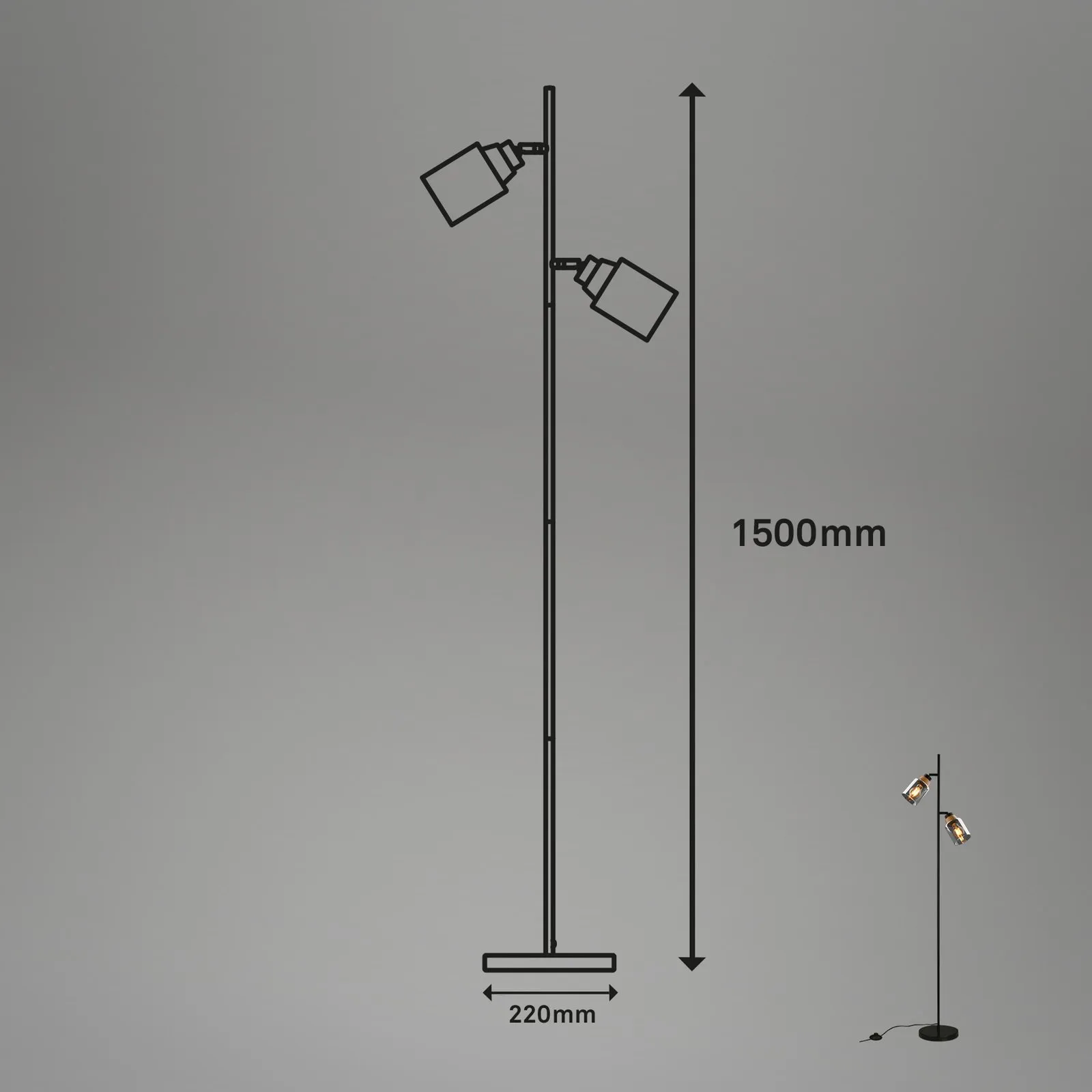 Lampada da terra 1486025 2 luci paralume fumè