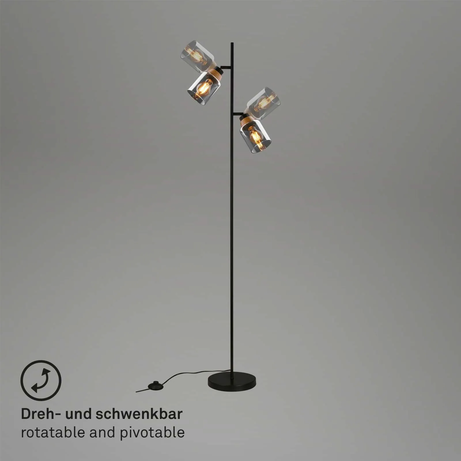 Lampada da terra 1486025 2 luci paralume fumè