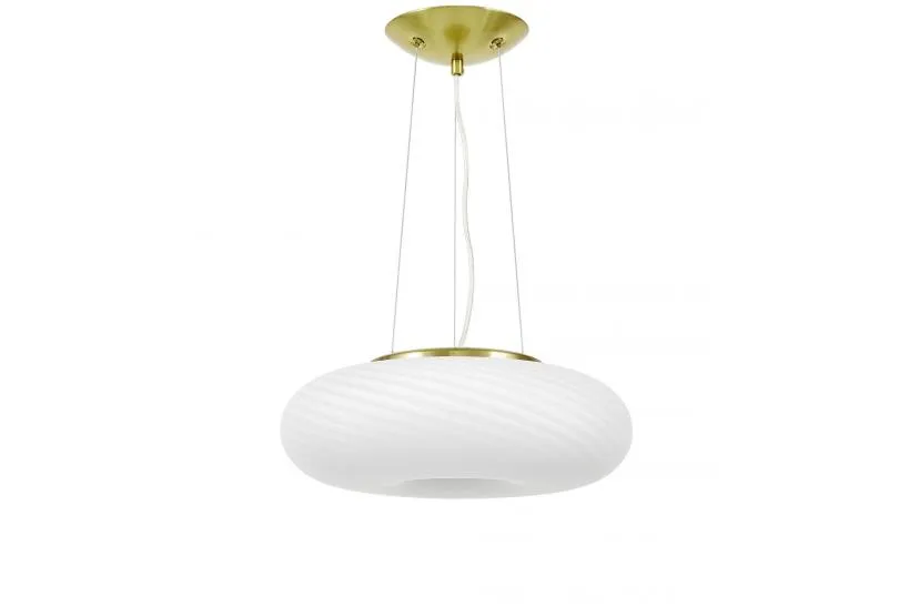 Lampadario ad anello oro e vetro bianco MONARTE D38