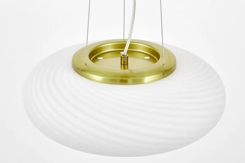 Lampadario ad anello oro e vetro bianco MONARTE D38