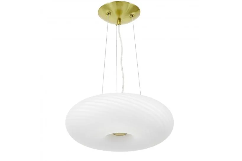 Lampadario ad anello oro e vetro bianco MONARTE D38