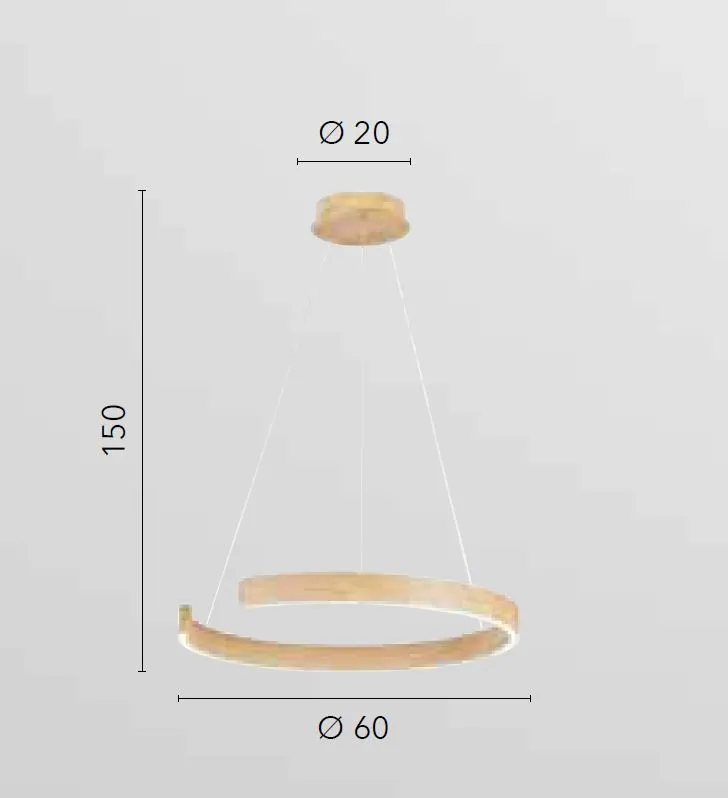 Lampadario Semicerchio Effetto Marmo 60 cm Led CCT Luce Selezionabile