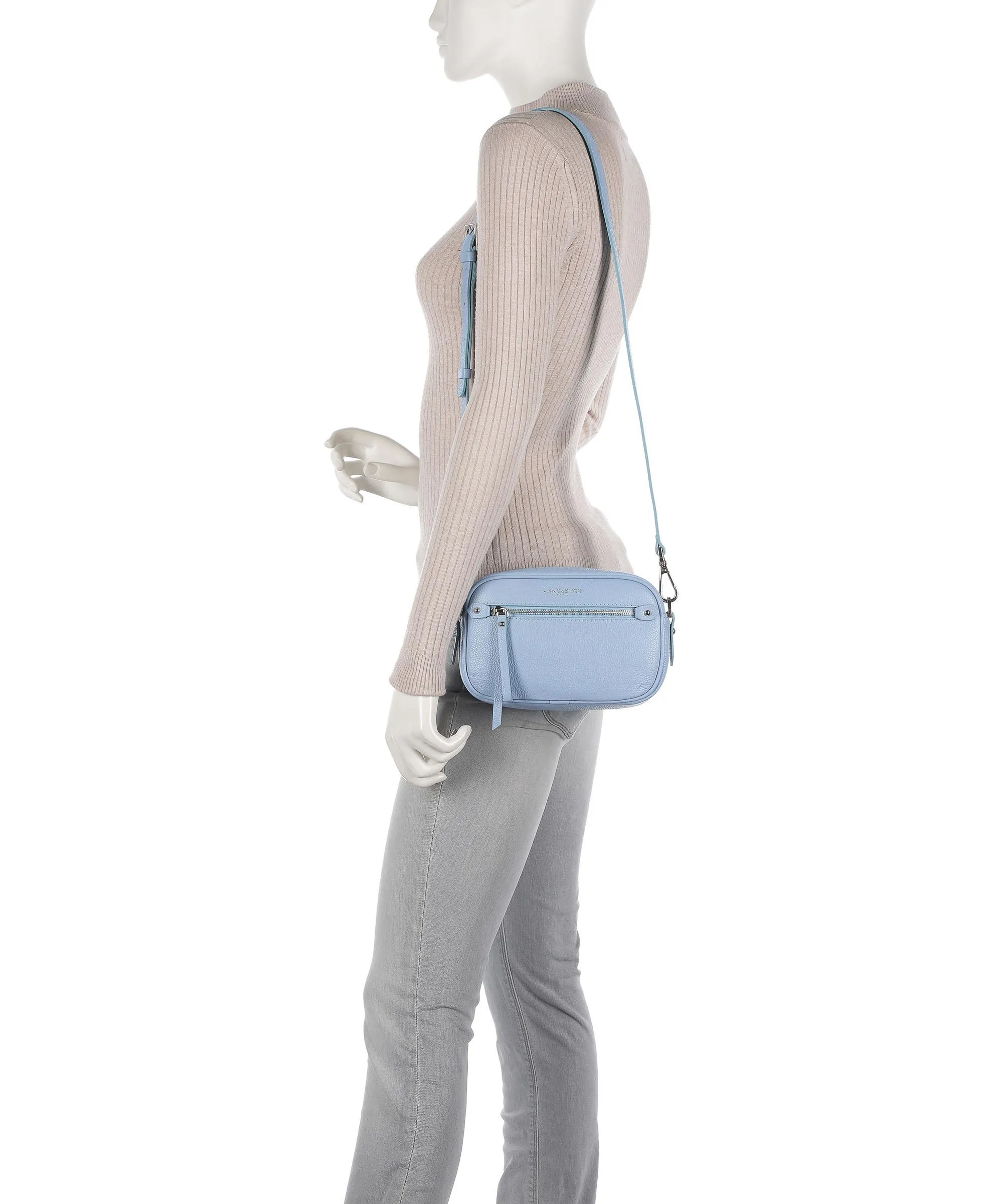  Lancaster Firenze Borsa a tracolla pelle di vacchetta grana blu chiaro  