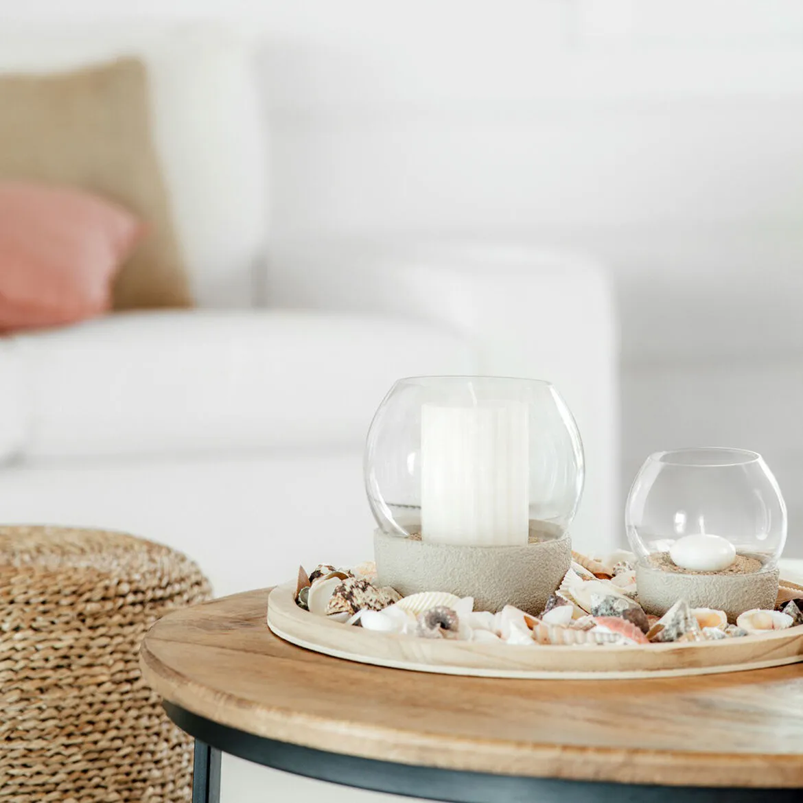 Lanterna per candele Perlemor Home Hurricane Ø16 cm.k0{font-size:18px}Beige