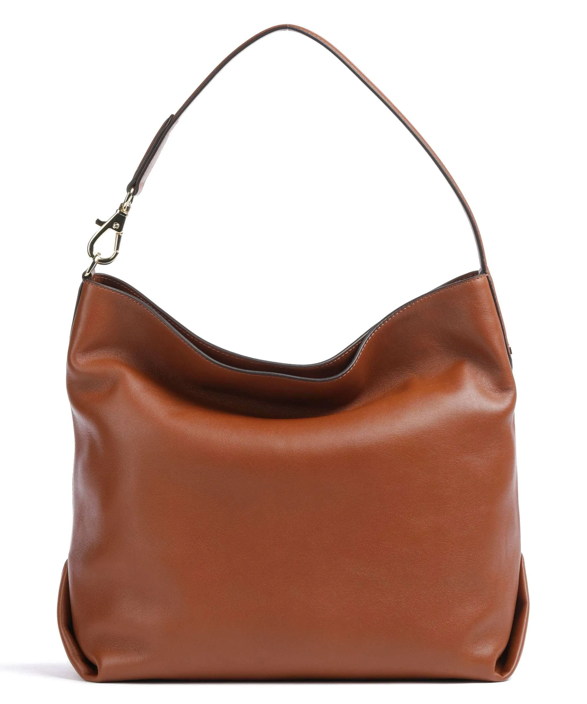  Lauren Ralph Lauren Kassie Large Borsa hobo pelle di vacchetta finemente grana marrone  
