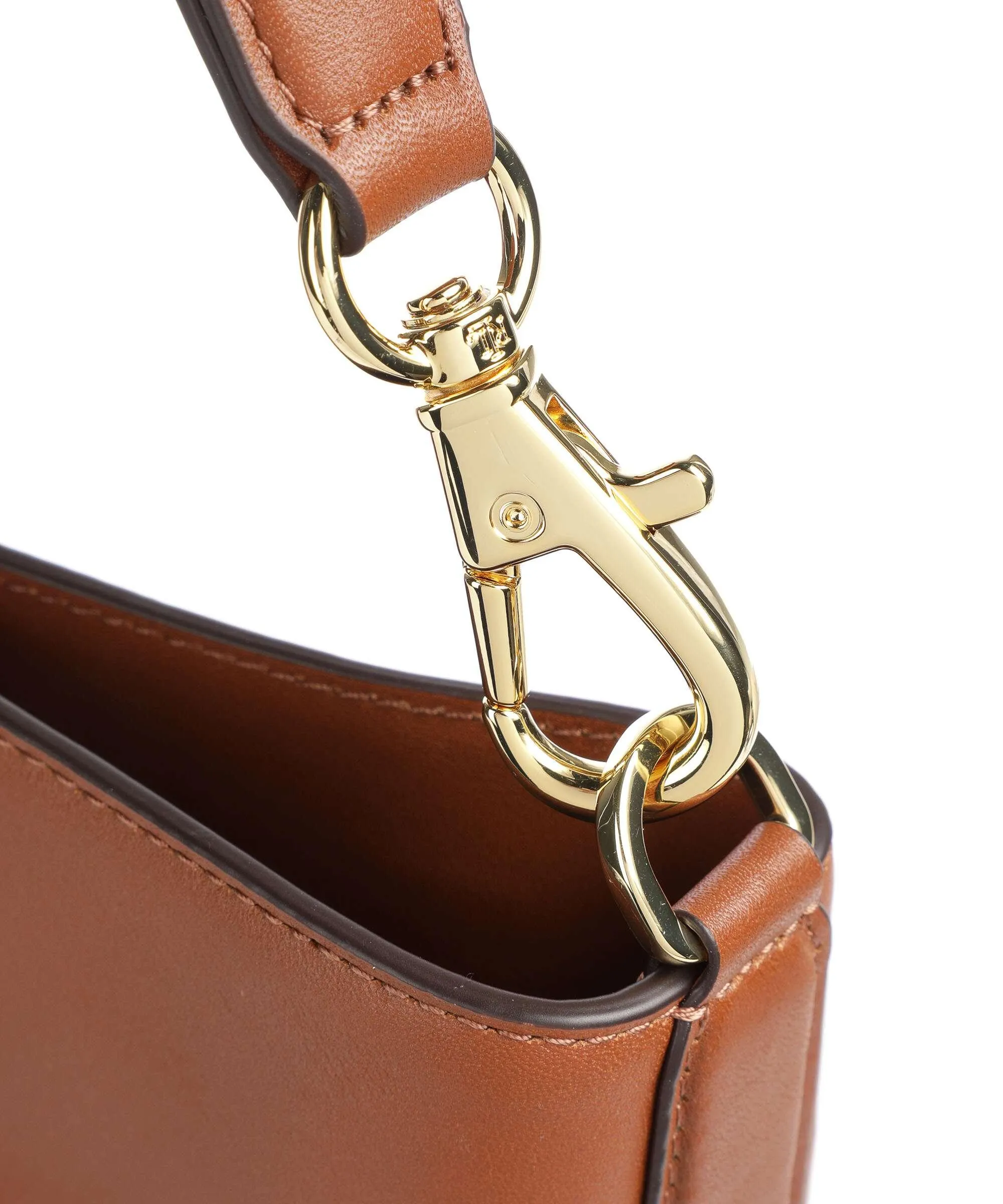  Lauren Ralph Lauren Kassie Large Borsa hobo pelle di vacchetta finemente grana marrone  