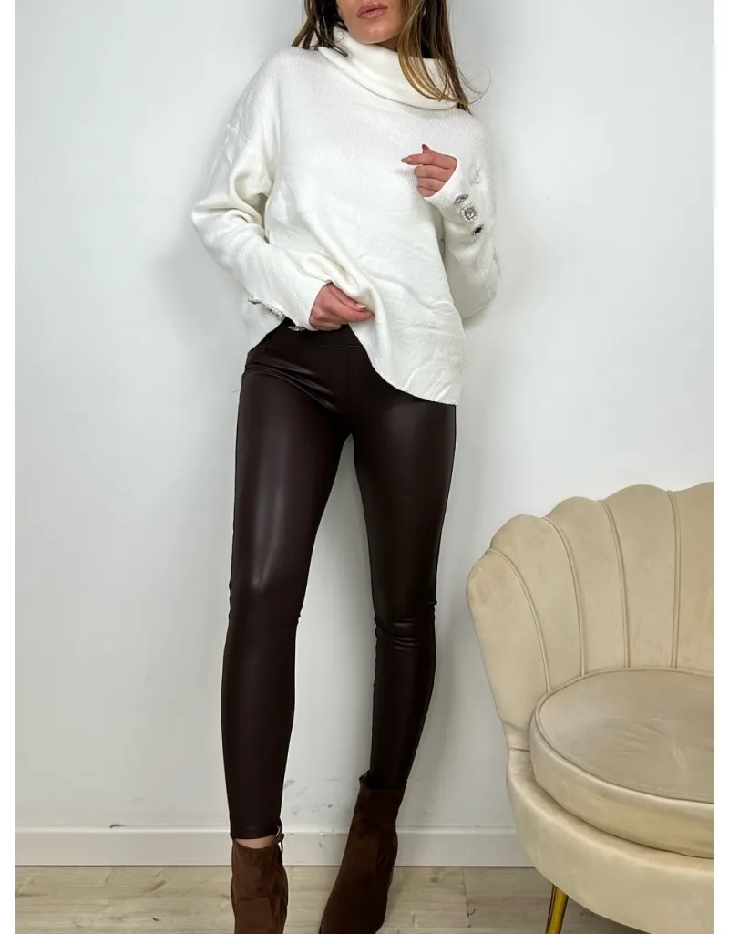LEGGINGS ECOPELLE TERMICO MARRONE