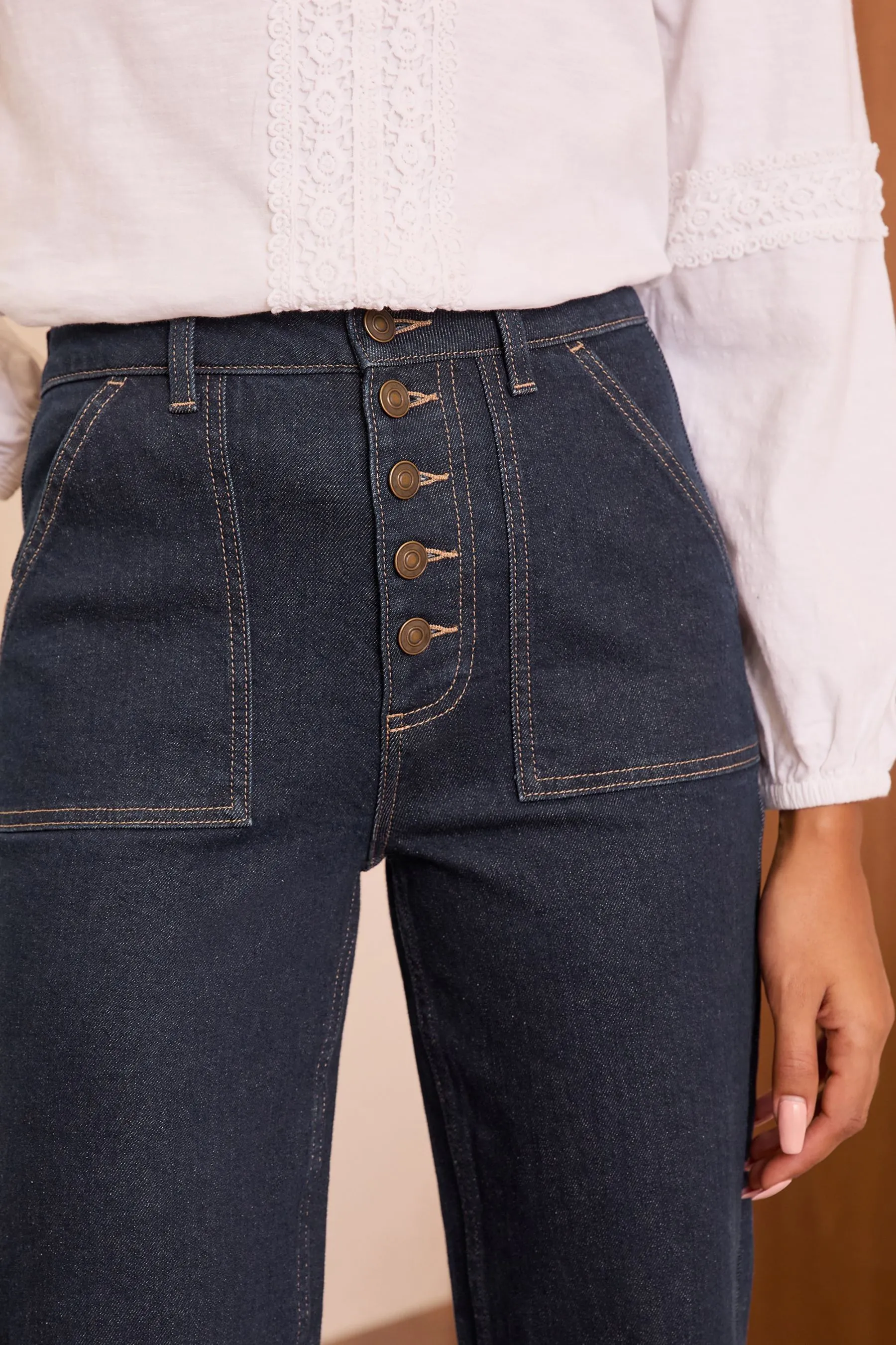 Love & Roses Wide Leg Button Fly Jeans    