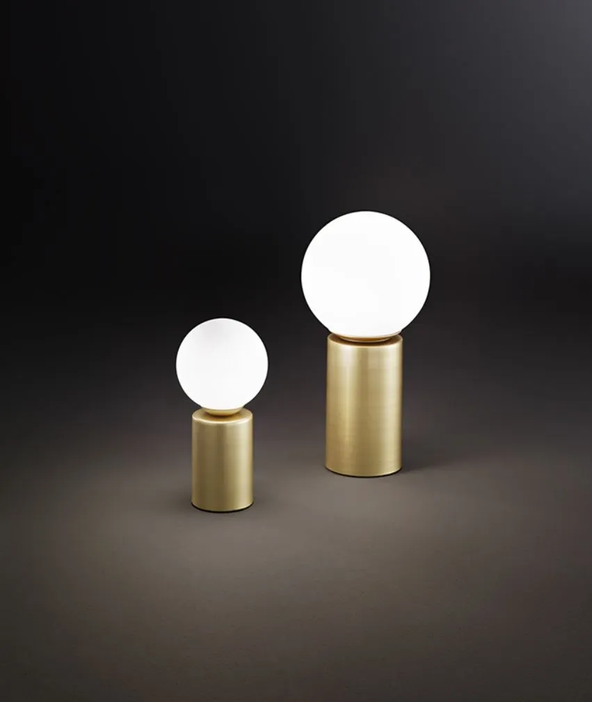 Lumetto Cilindro Oro Paralume Sfera Vetro Bianco Birillo Perenz 6762 OR