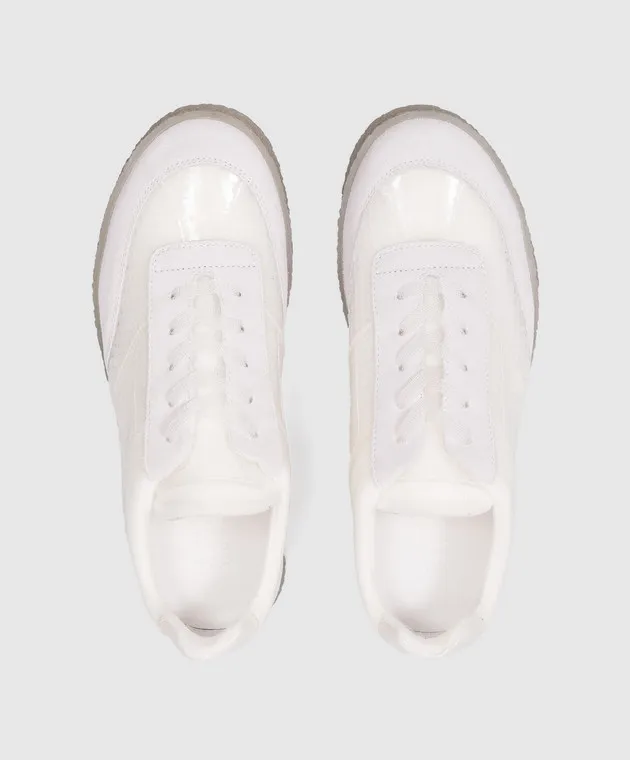 Maison Margiela MM6 Scarpe da ginnastica combinate bianche con logo in rilievo SH1WS0003P6391