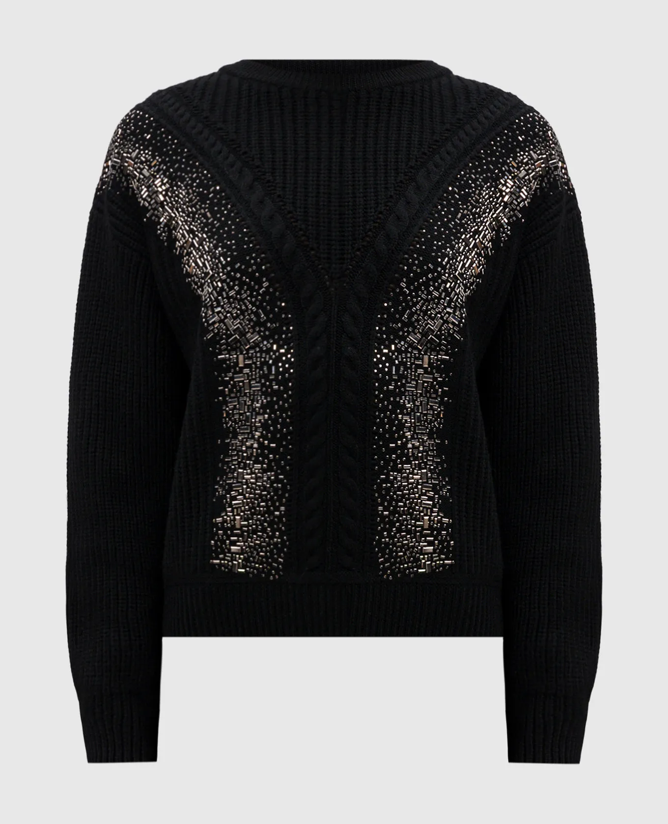 Max Mara Maglione nero LESSY realizzato in lana con cristalli LESSY