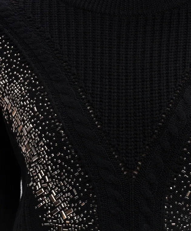 Max Mara Maglione nero LESSY realizzato in lana con cristalli LESSY