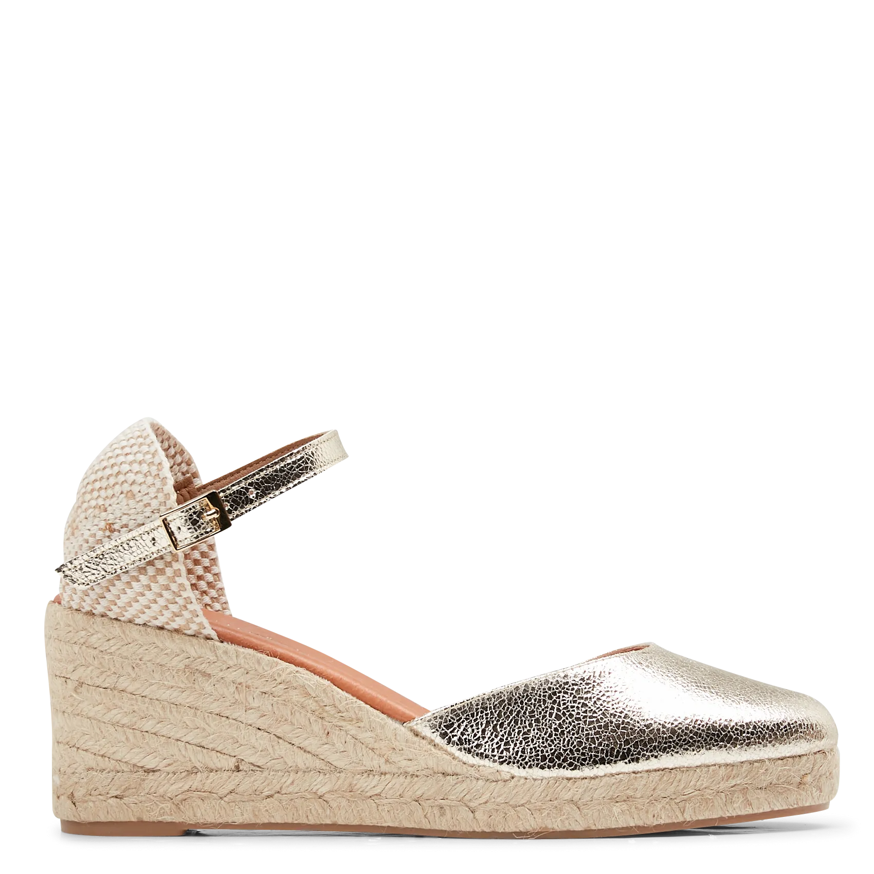  MELLOW YELLOW   ESTRELLA - Espadrillas con zeppa in pelle metallizzata | Dorato