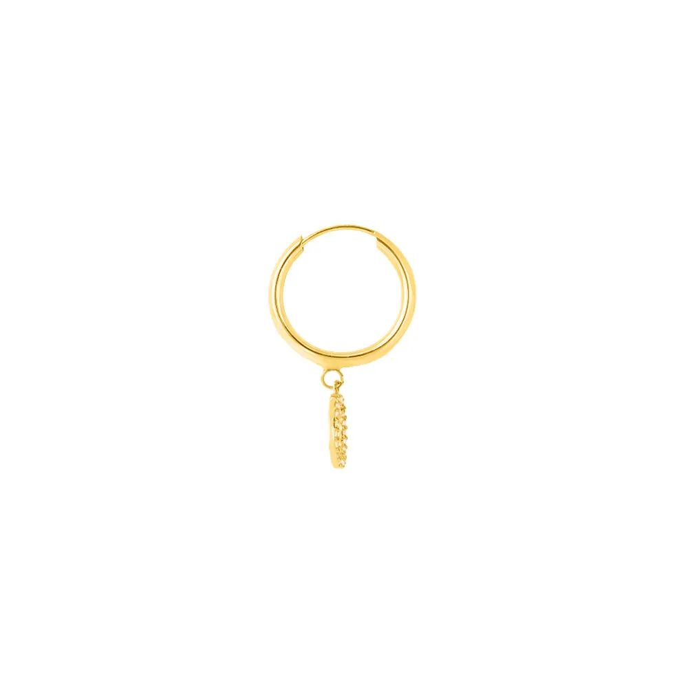 Mono Orecchino A Cerchio Lettera O Toujours Oro Giallo 375/1000 Diametro 15 mm Cubic Zirconia Bianco 1416896