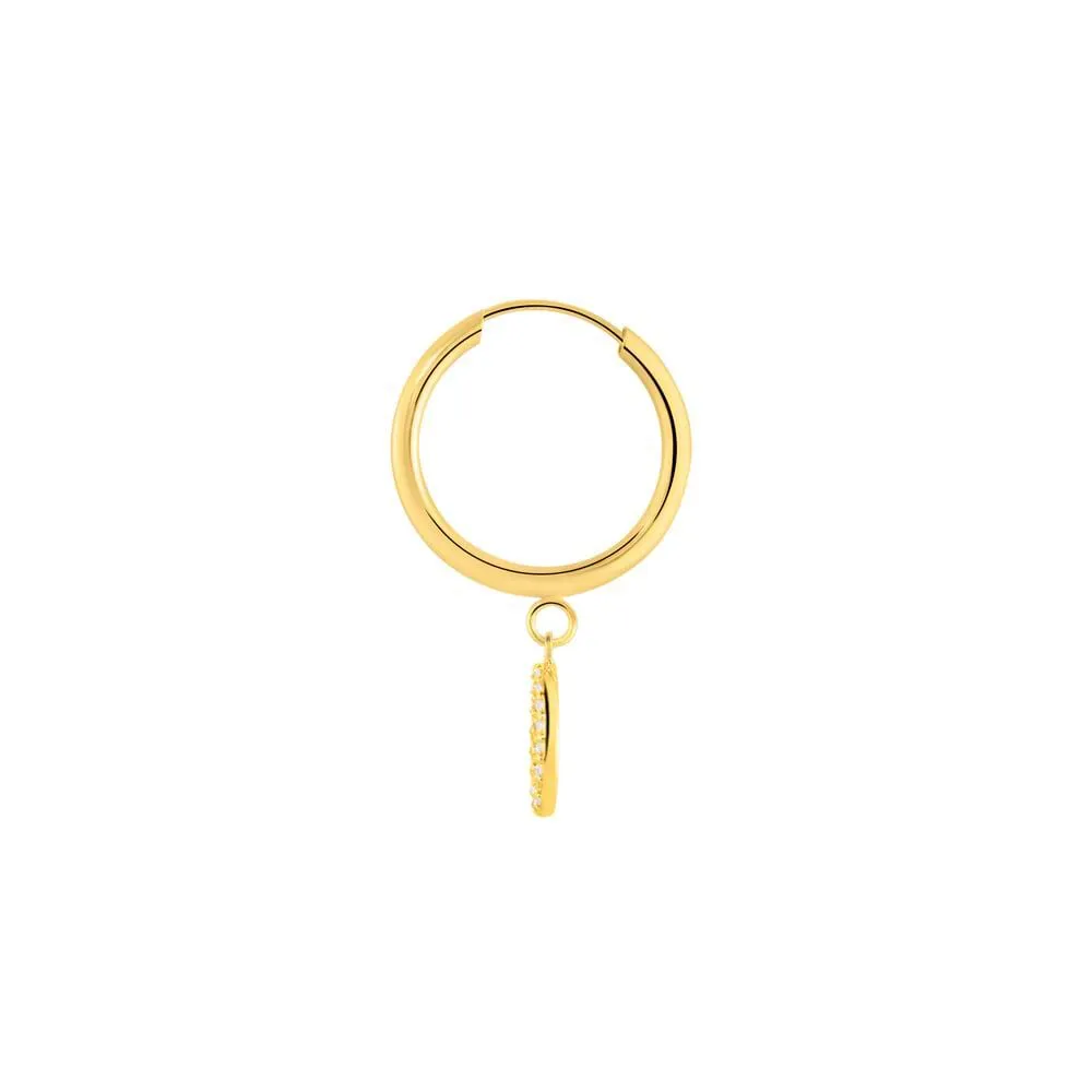Mono Orecchino A Cerchio Lettera O Toujours Oro Giallo 375/1000 Diametro 15 mm Cubic Zirconia Bianco 1416896