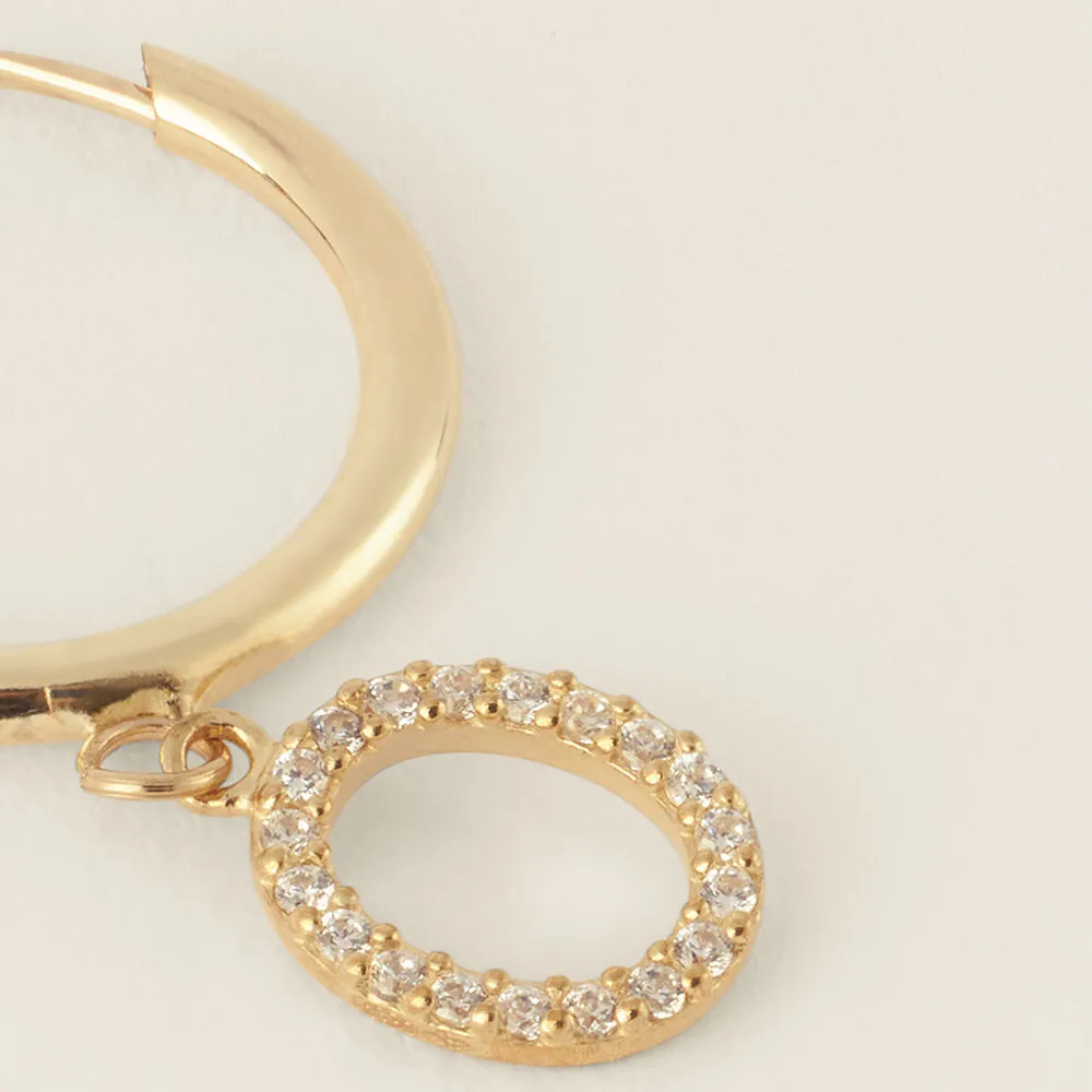 Mono Orecchino A Cerchio Lettera O Toujours Oro Giallo 375/1000 Diametro 15 mm Cubic Zirconia Bianco 1416896