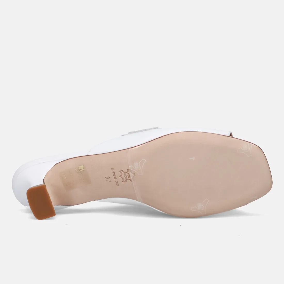 Mules mocassino Grelis Kelly in pelle bianca con tacco basso