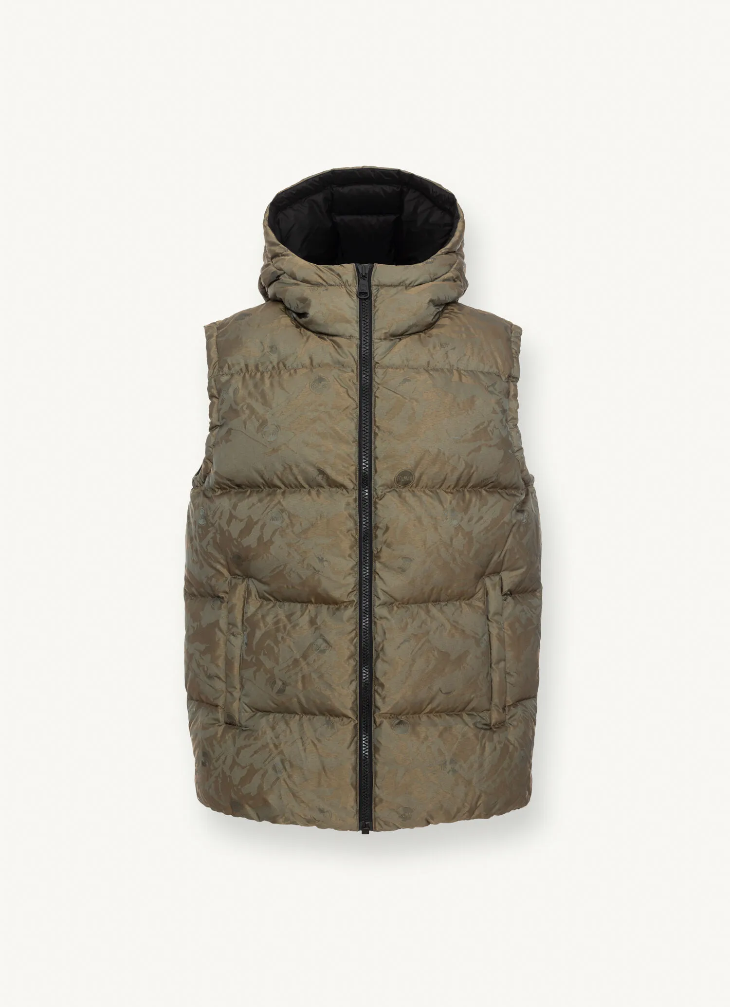 Oversized down padded gilet with hood