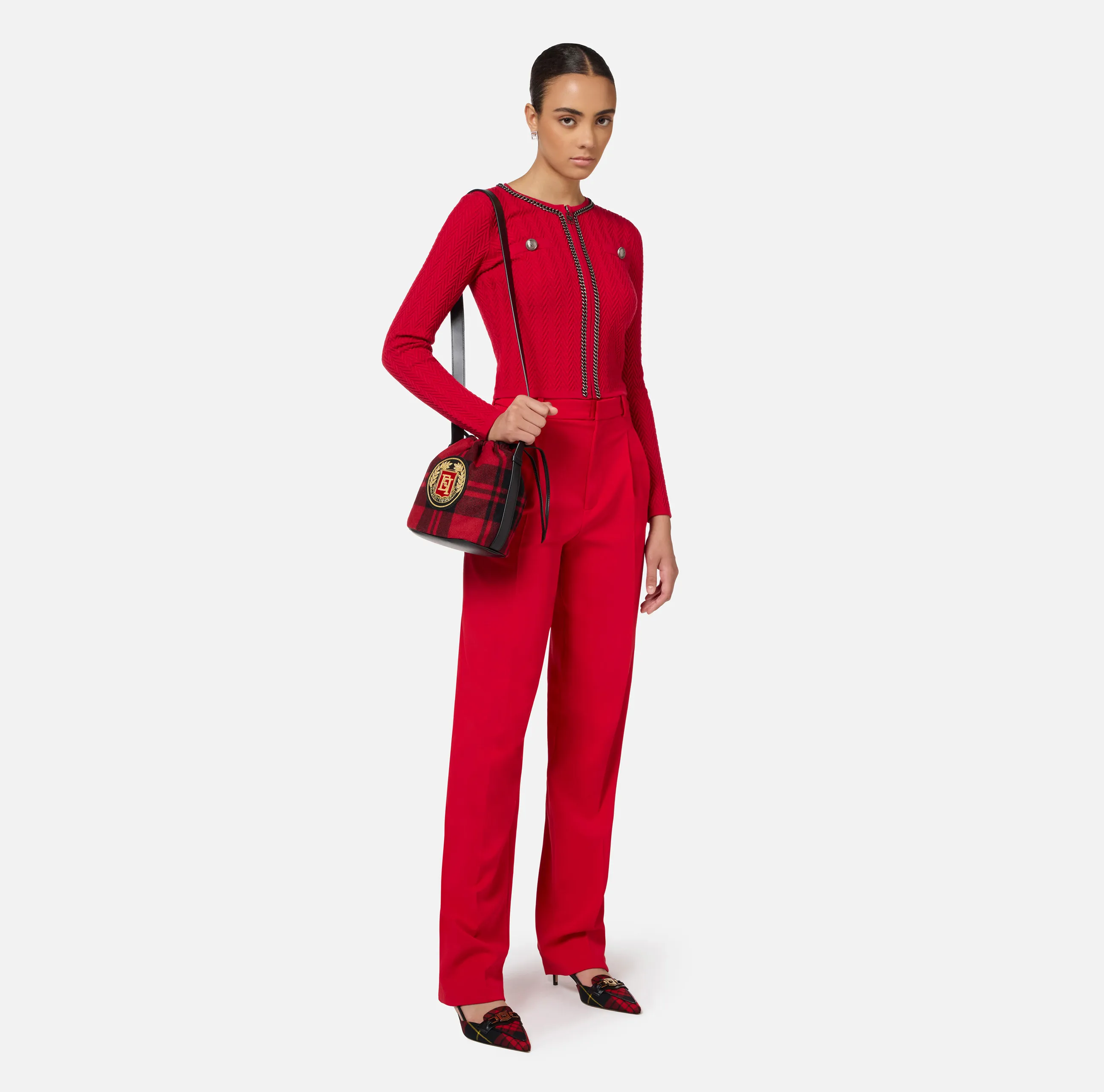 Pantalone in crêpe stretch con doppie pinces
