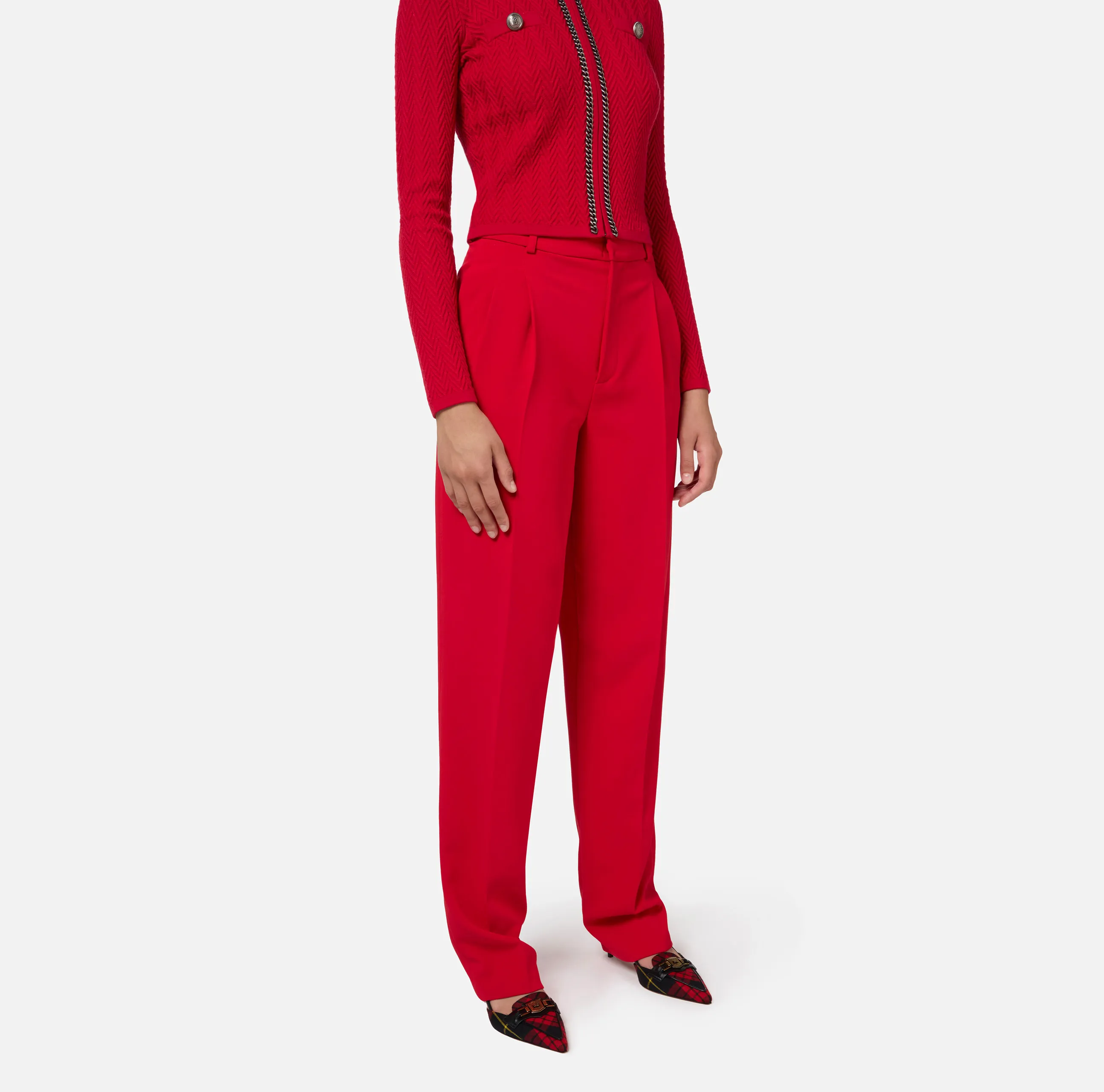 Pantalone in crêpe stretch con doppie pinces