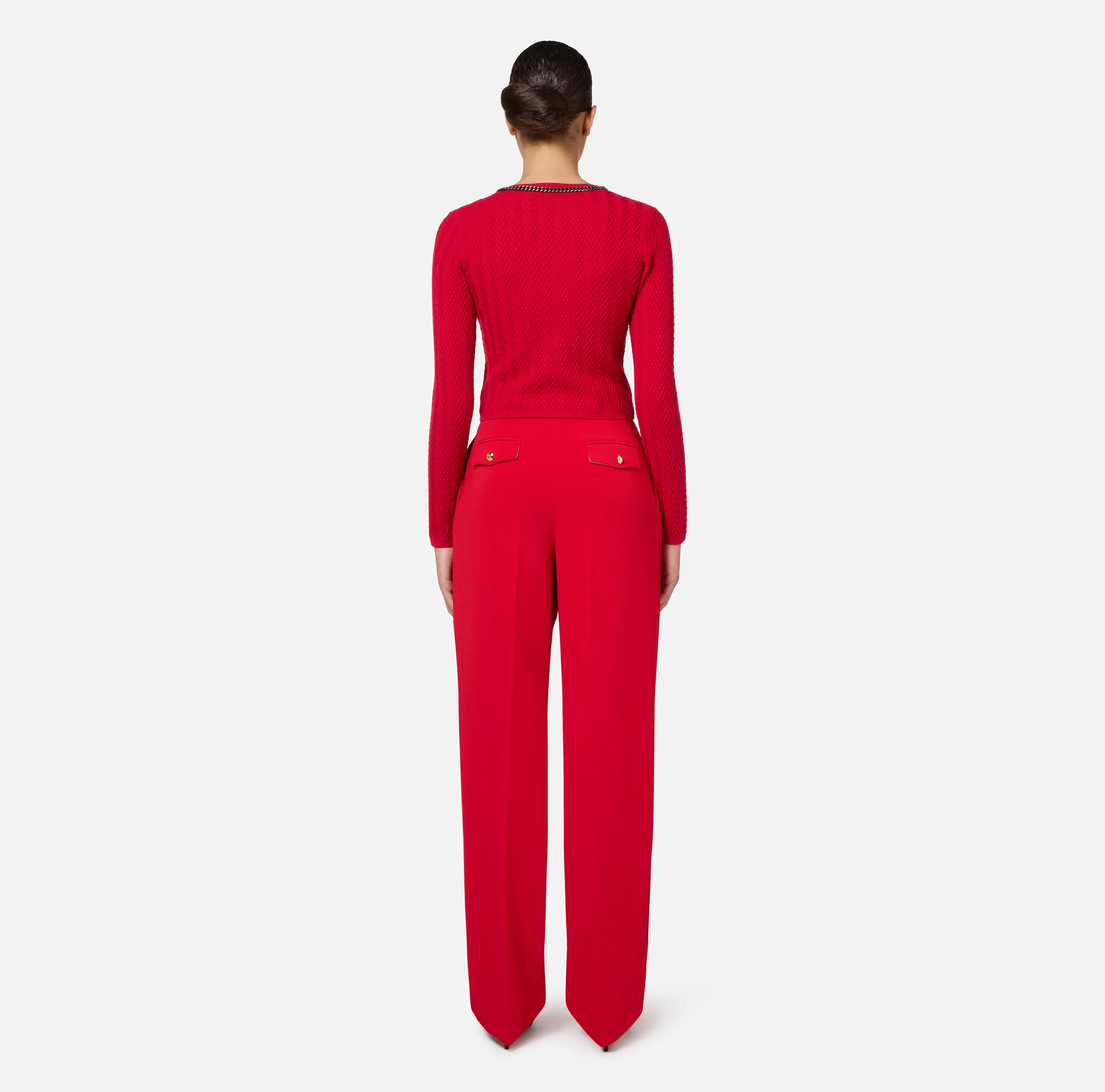 Pantalone in crêpe stretch con doppie pinces
