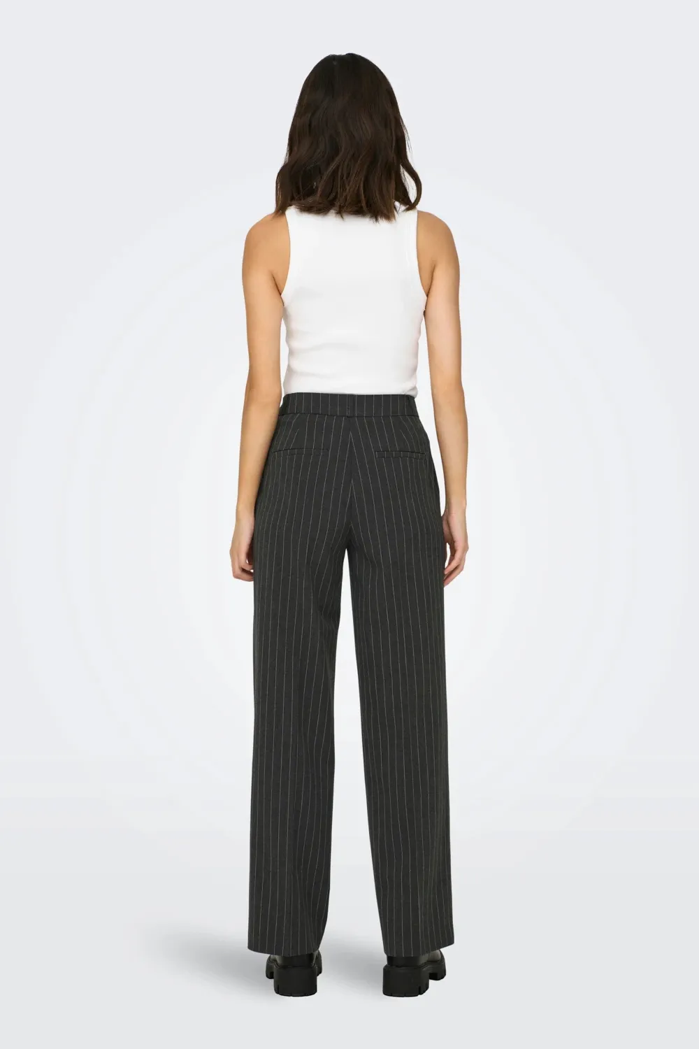 Pantaloni regular Only ONLBRIE MW STRAIGHT PINST PANT TLR Grigio Scuro