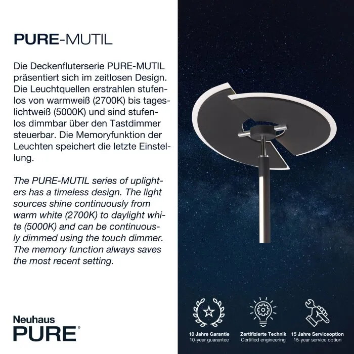 Paul Neuhaus PURE-MUTIL Piantana LED Acciaio satinato, 2-Luci