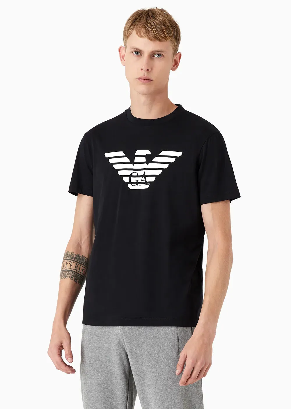 Pima Jersey T-Shirt with Logo / Blue