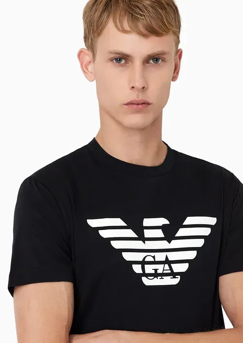 Pima Jersey T-Shirt with Logo / Blue